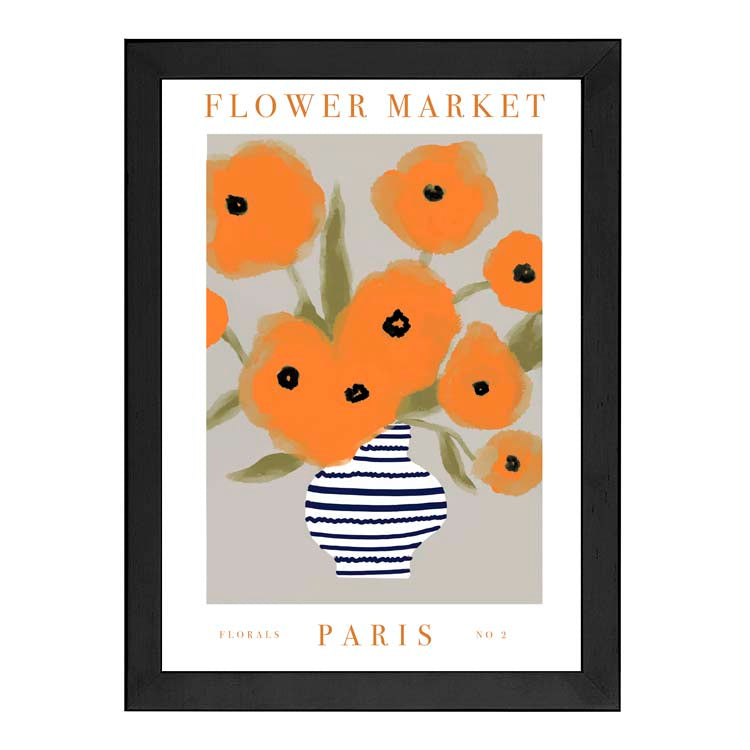 FLOWER MARKET PARIS ORANGE PRINT