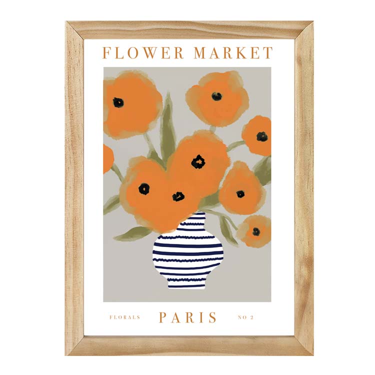 FLOWER MARKET PARIS ORANGE PRINT