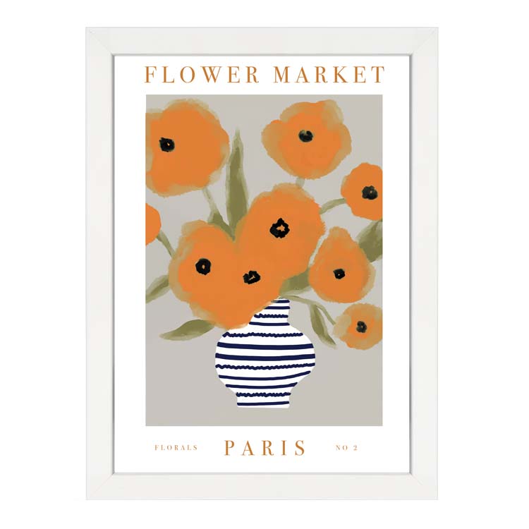 FLOWER MARKET PARIS ORANGE PRINT
