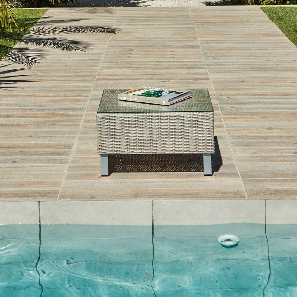 Aria 4 Seater Rattan Garden Sofa & Armchair Set with Coffee Table - Light Grey