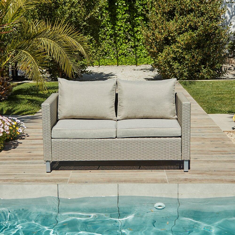Aria 4 Seater Rattan Garden Sofa & Armchair Set with Coffee Table - Light Grey