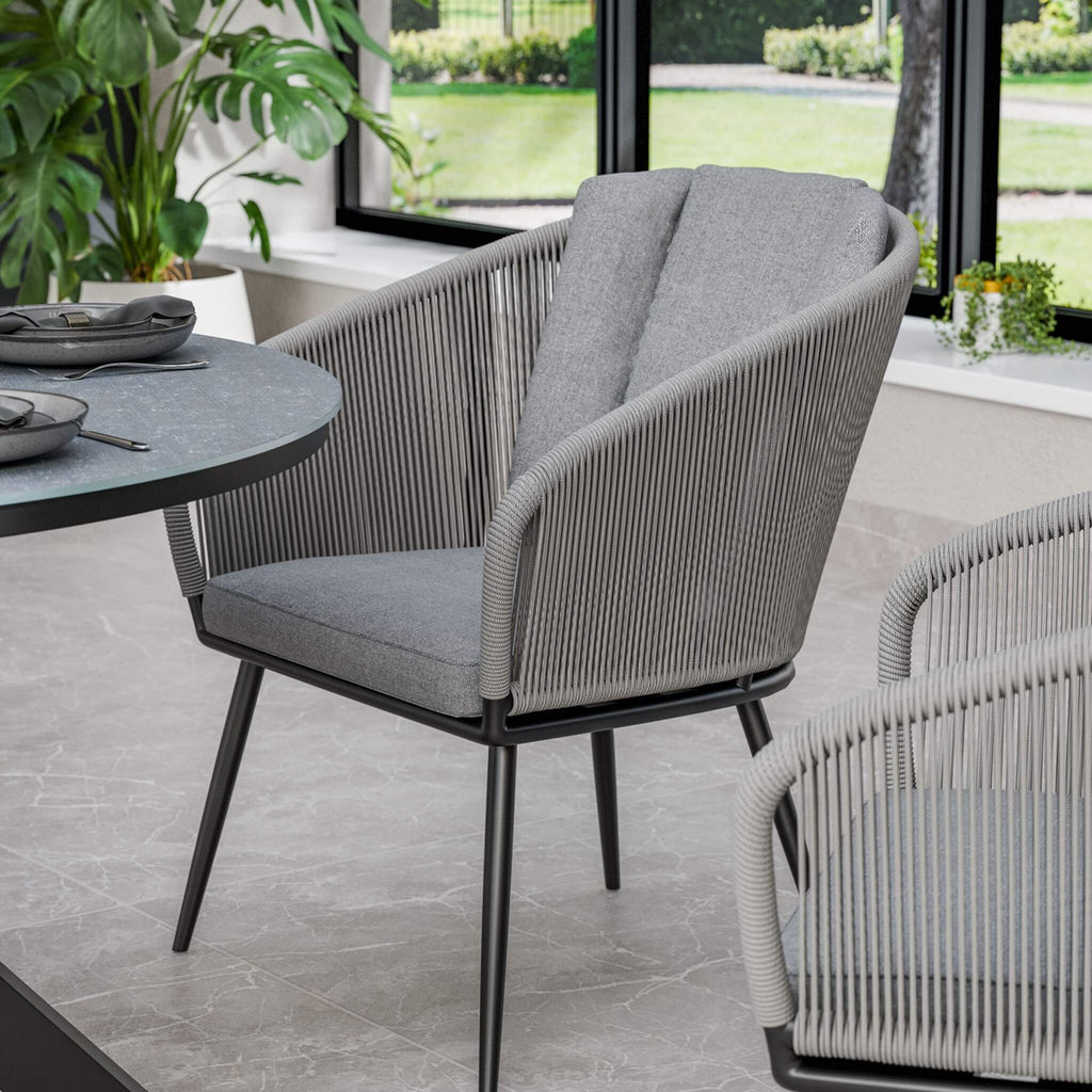 Aspen Outdoor 4 Seater Round Dining Table and Chairs - Grey