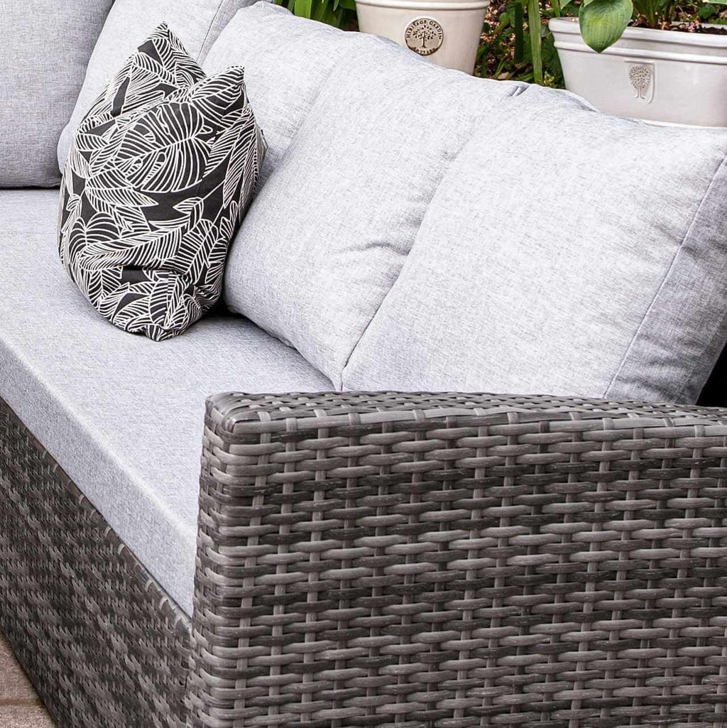 Aston 9 Seater Rattan Corner Sofa Set with Glass Table Top - Grey