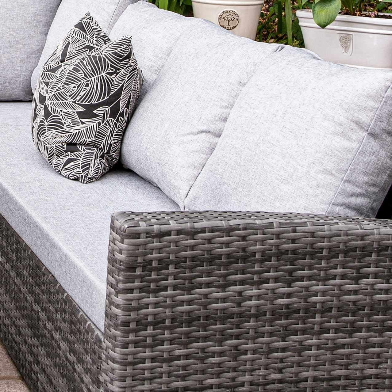 Aston 9 Seater Rattan Corner Sofa Set with Glass Table Top - Grey