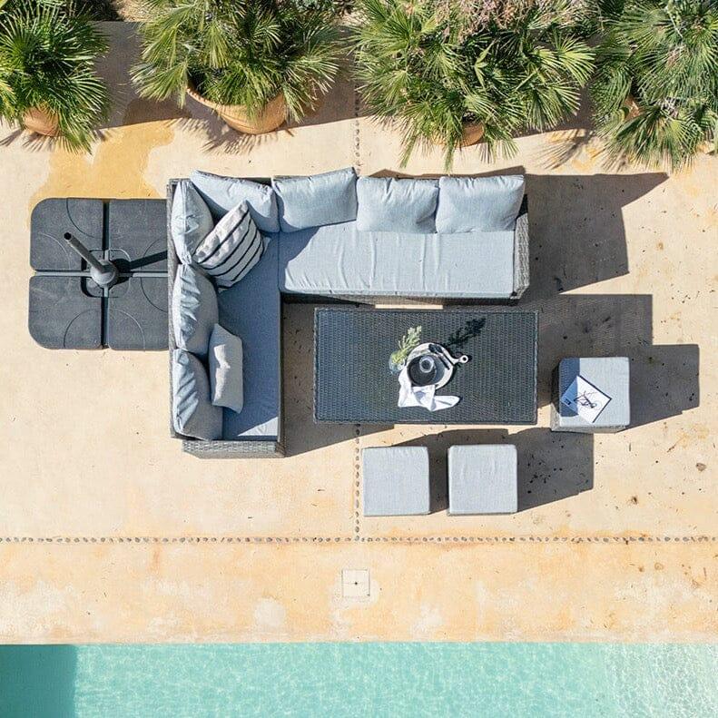 Aston 9 Seater Rattan Corner Sofa Set with Glass Table Top - Grey
