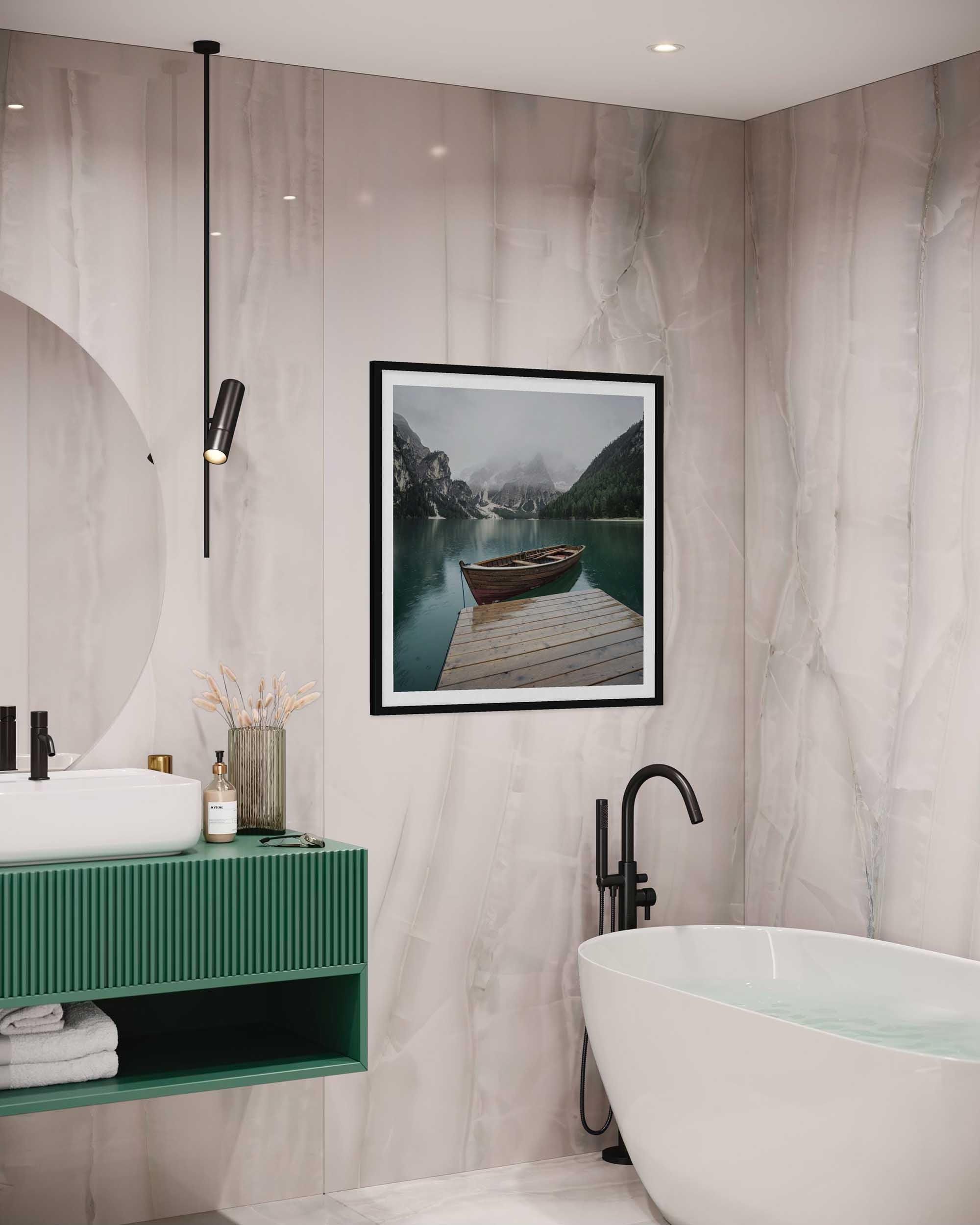 Boat In The Lake Wall Art Print