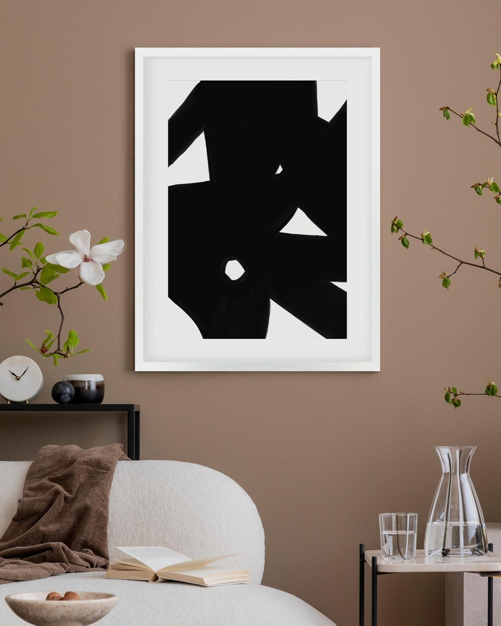 Black Abstract Lines Art Print
