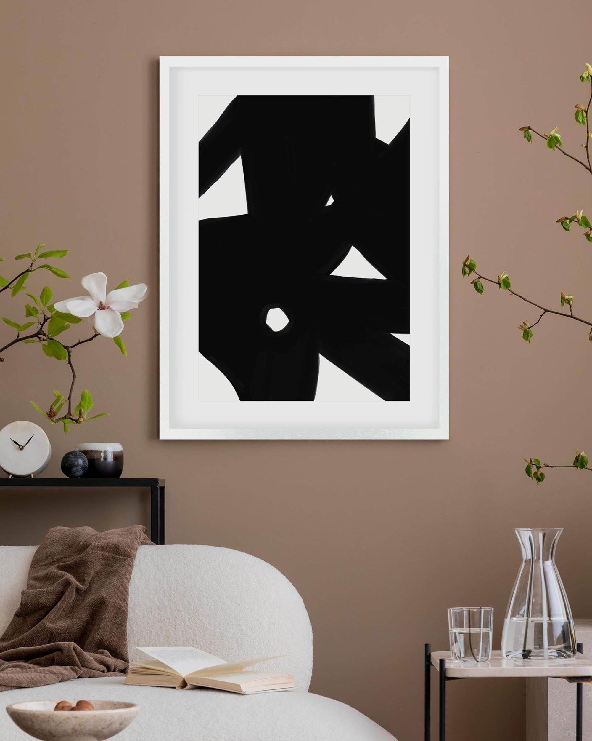 Black Abstract Lines Art Print
