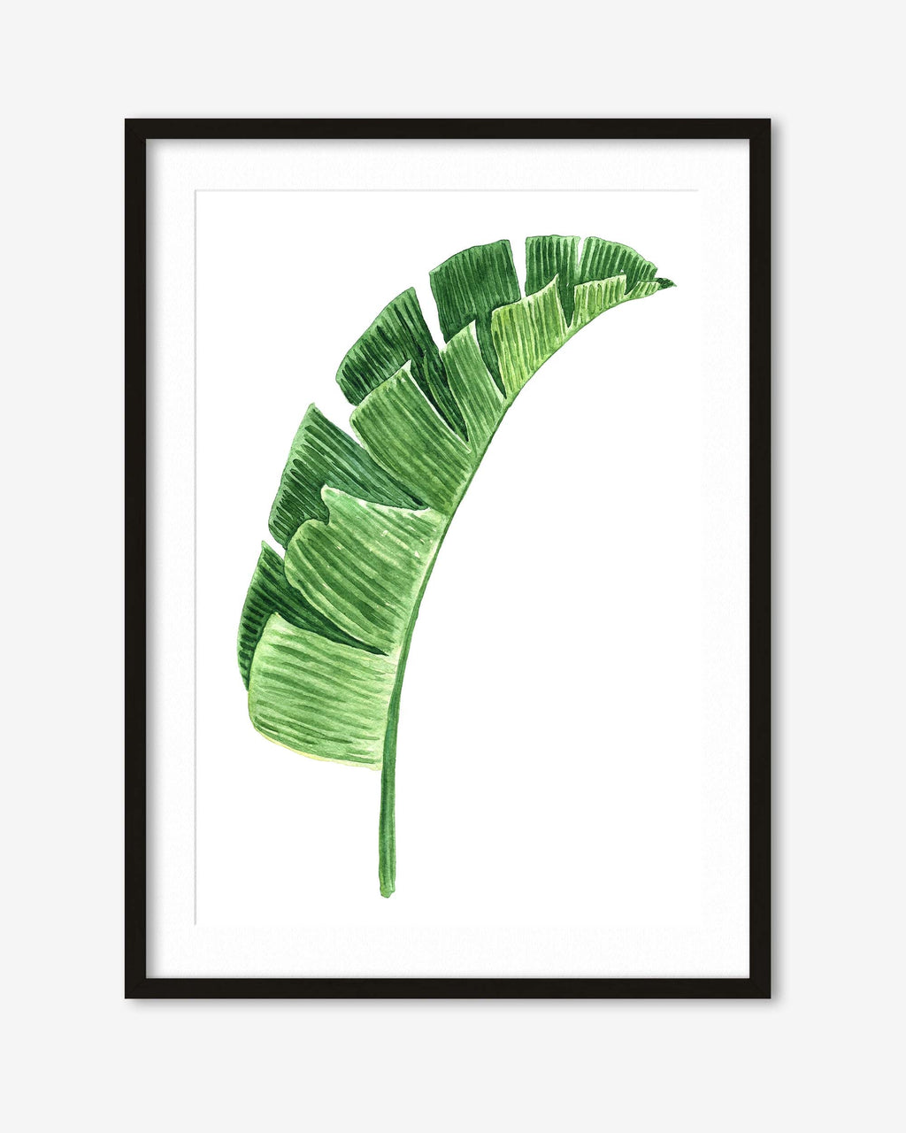 Textured Green Watercolour Leaf Art Print