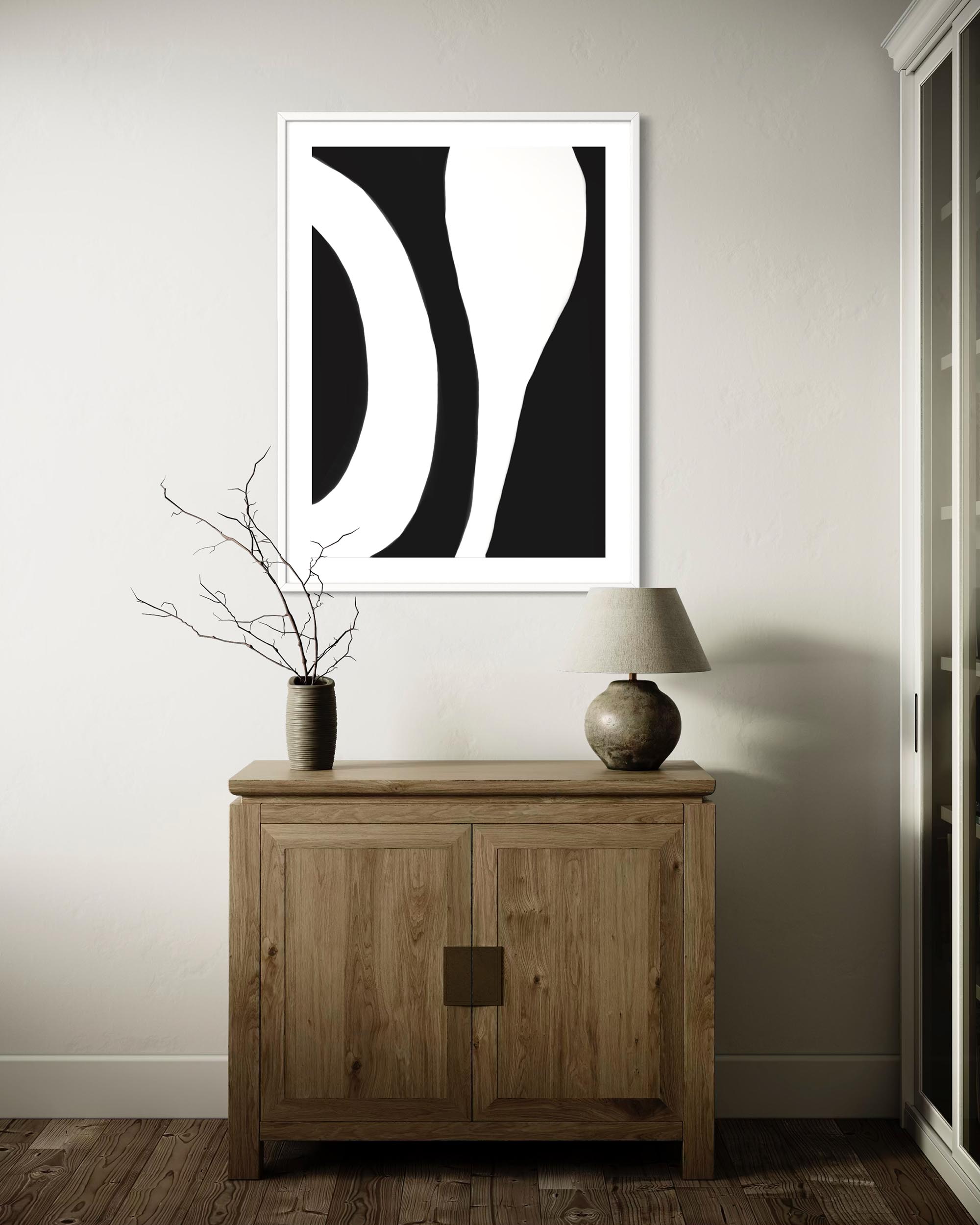 Black And White Abstract Lines Art Print