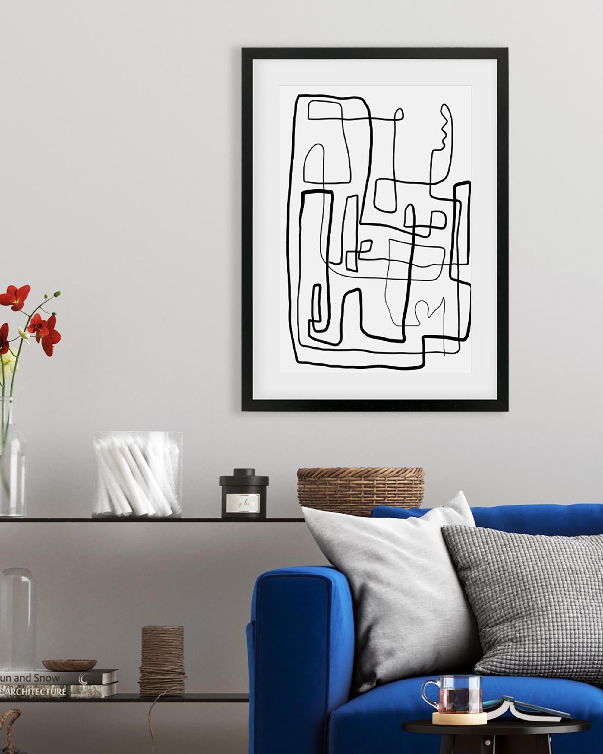 Labyrinth Line Drawing Art Print