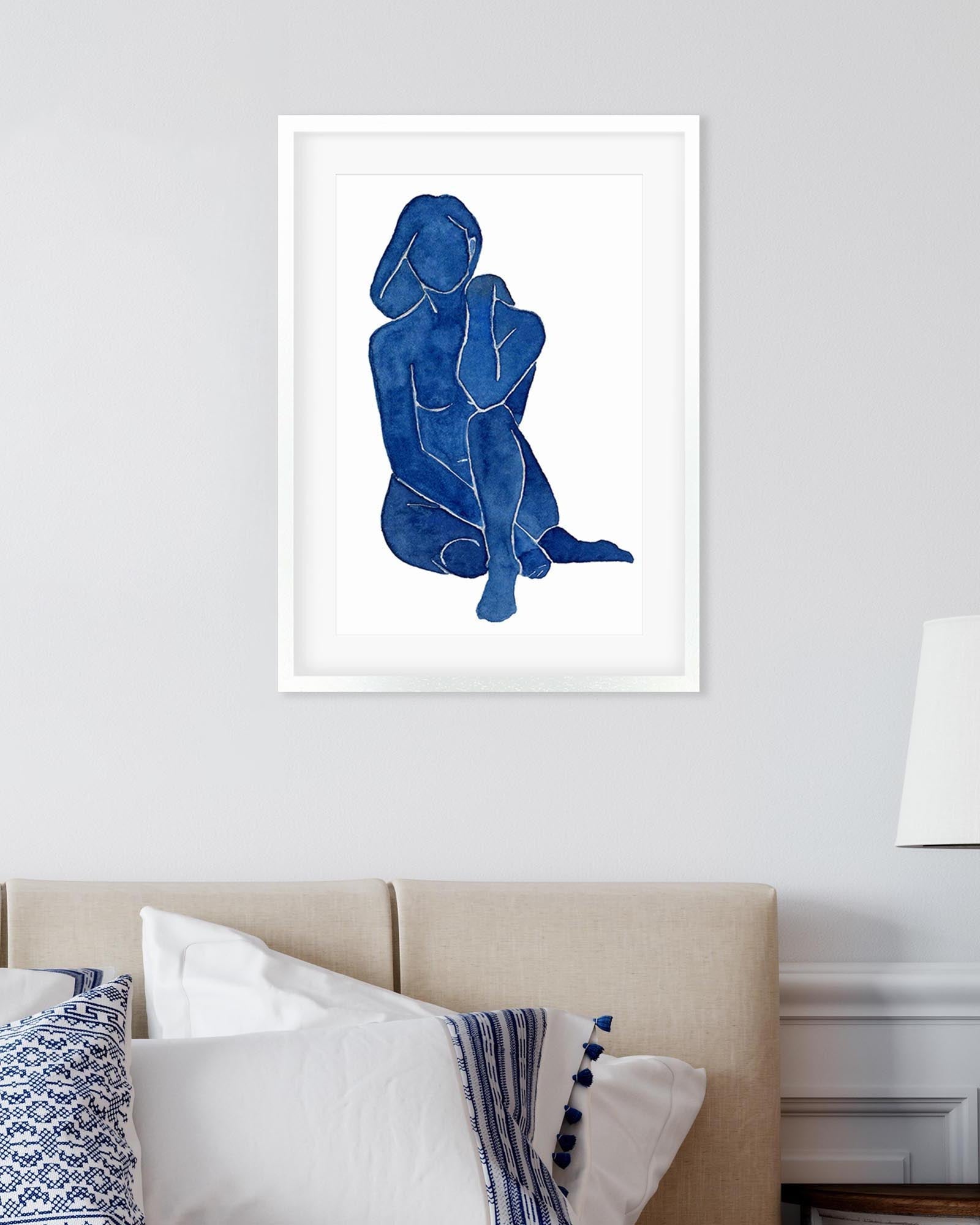 Blue Female Nude Art Print