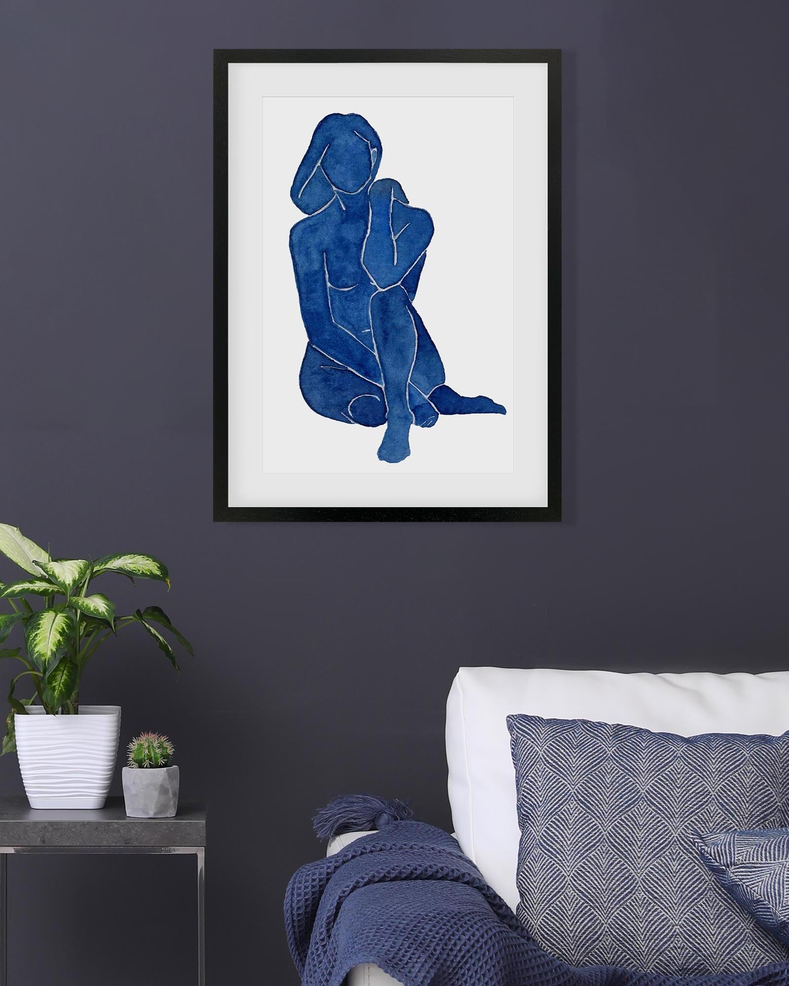 Blue Female Nude Art Print