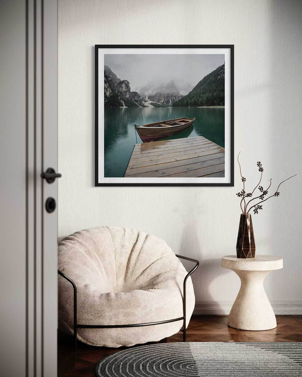 Boat In The Lake Wall Art Print