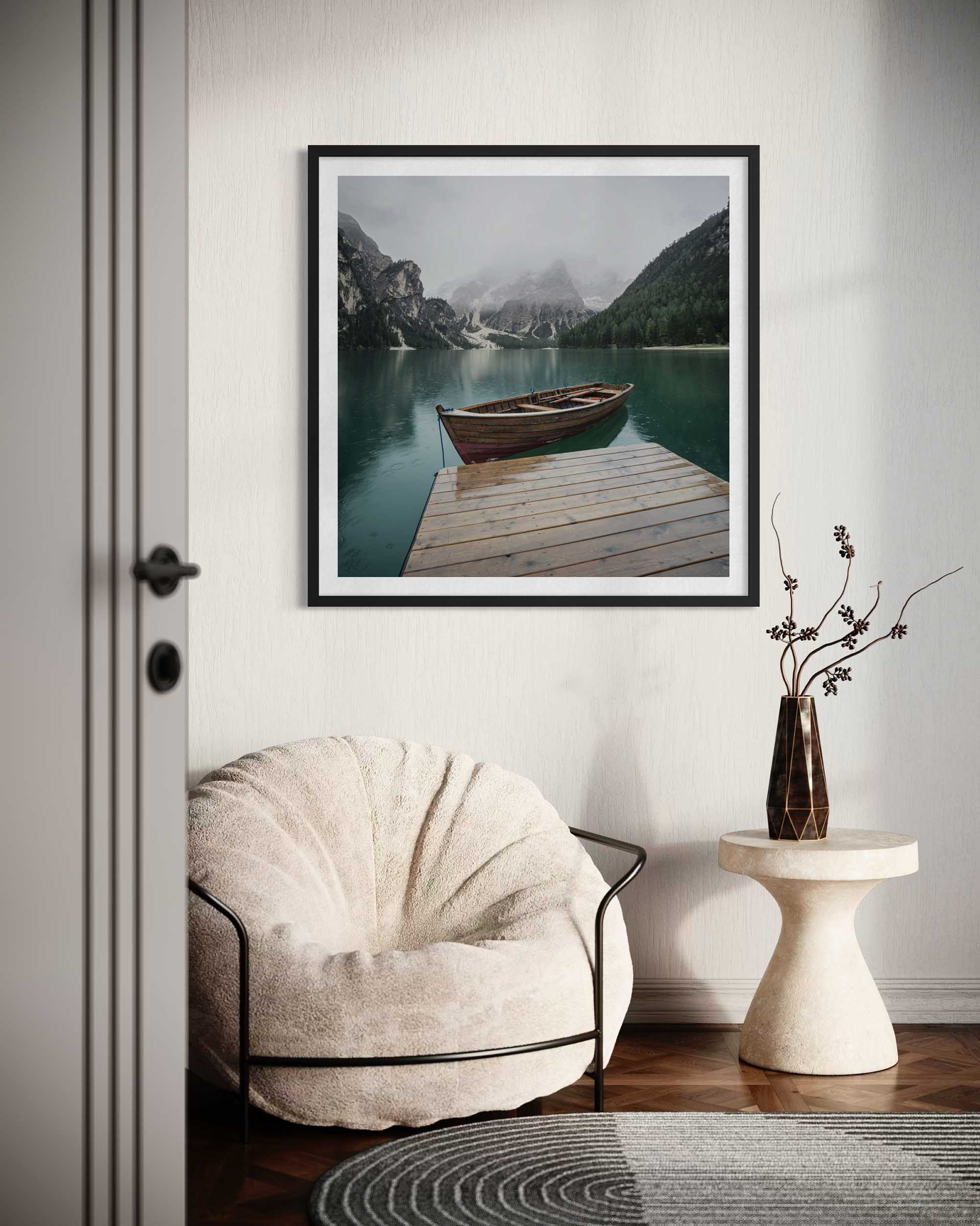 Boat In The Lake Wall Art Print