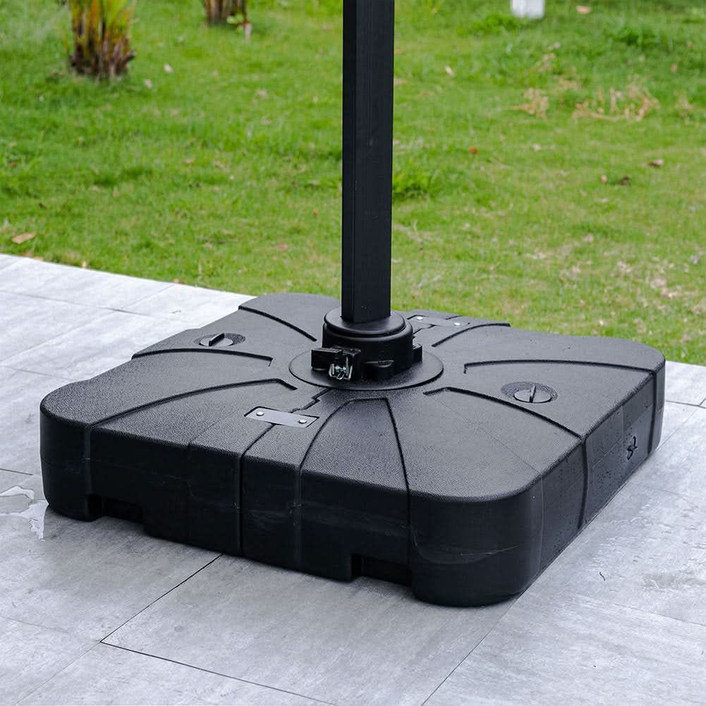 3 x 3 M Square Cantilever Parasol Outdoor Hanging Umbrella for Garden and Patio with Square Plastic Base