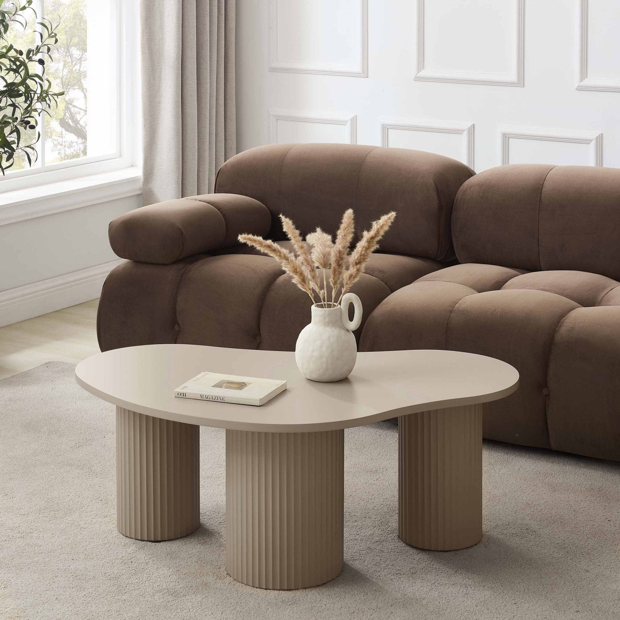 Evie Irregular Coffee Table - Taupe