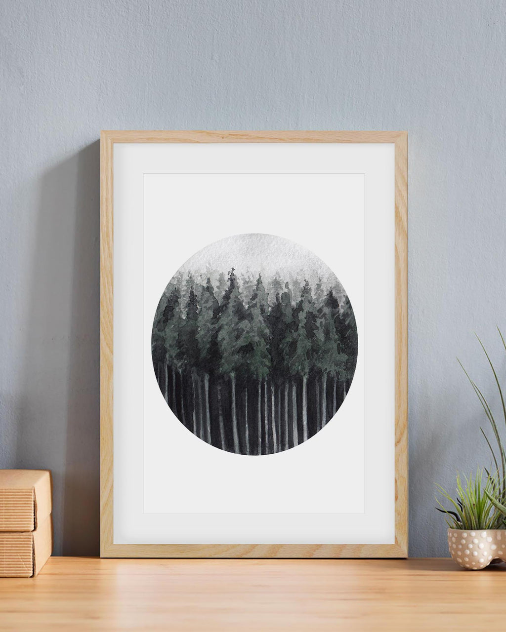 Green Watercolour Forest Art Print