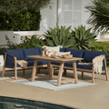 Shiro 5 Seater Wooden Garden Corner Sofa with Dining Table - Navy