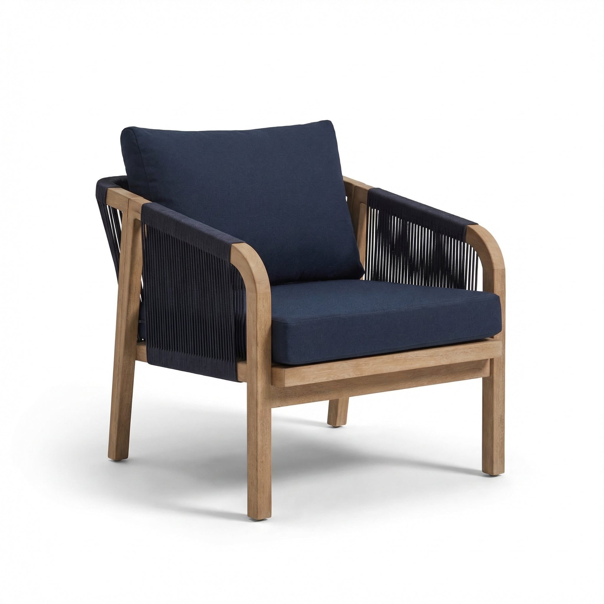 Shiro Wooden Garden Set with 3 Seater Sofa - 2 Shiro Armchairs with Delphi Oval Coffee Table and Side Table