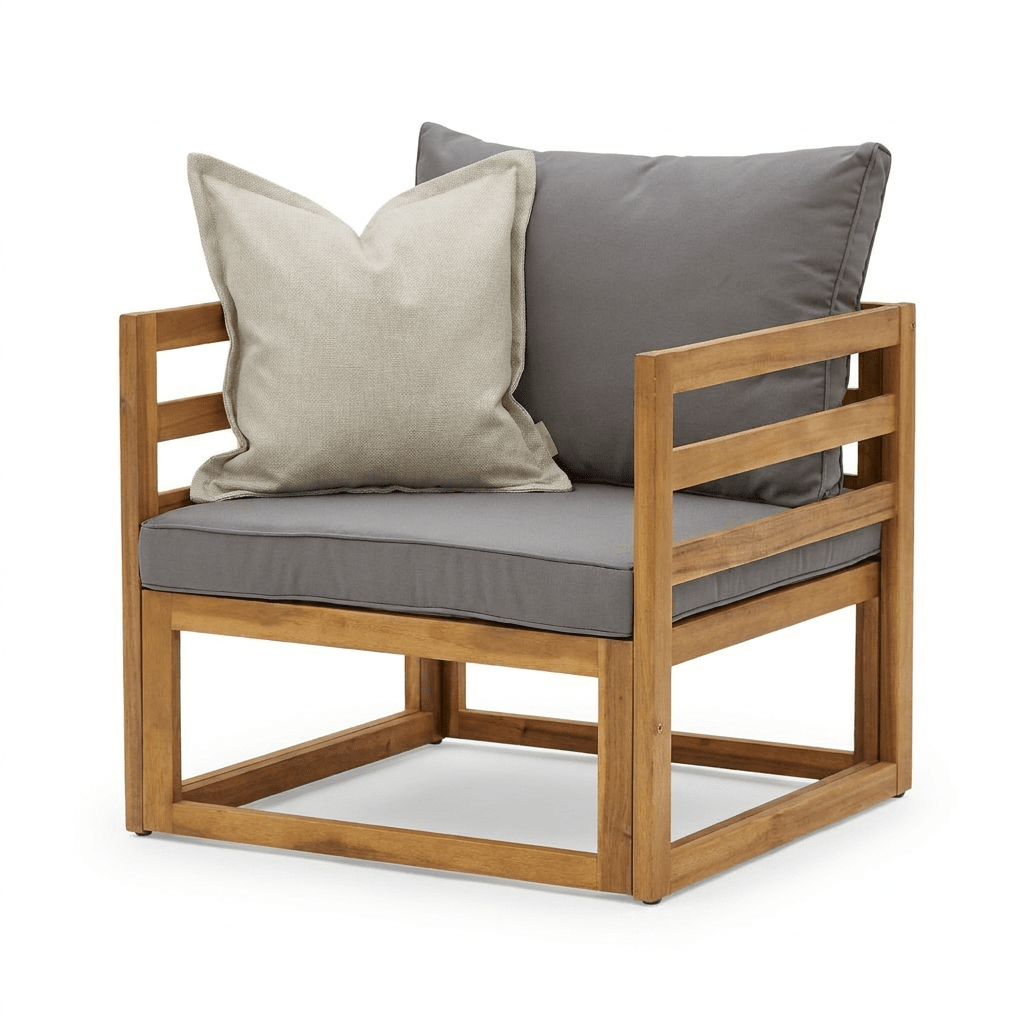 Rowan Wooden Garden Set with 2 Seater Sofa with Armchair & Coffee Table - Grey