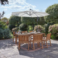Lennox Table & 6 Lennox Armchairs with Cream Parasol