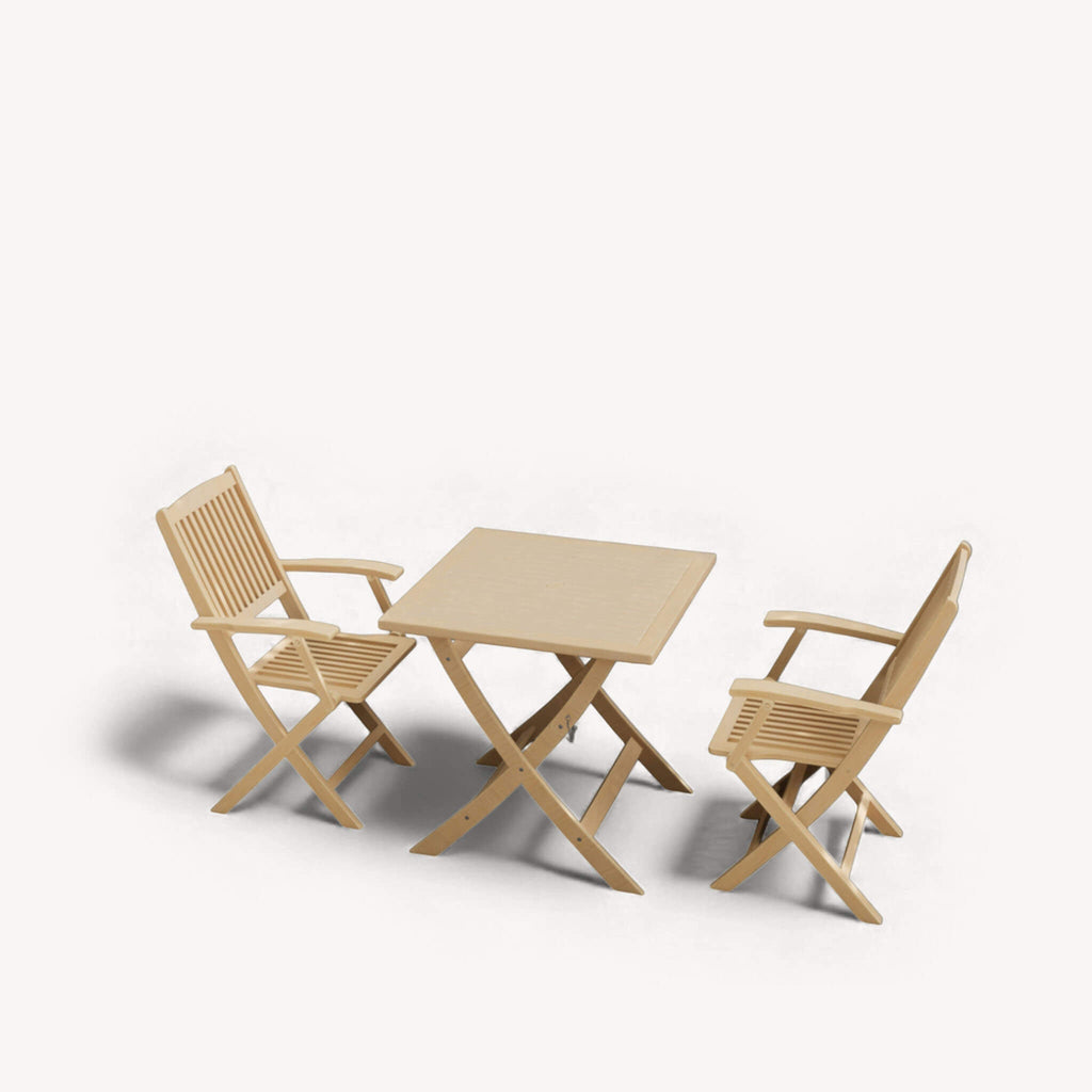 London Outdoor 2 Seater Square Folding Bistro Table and Chairs - Natural