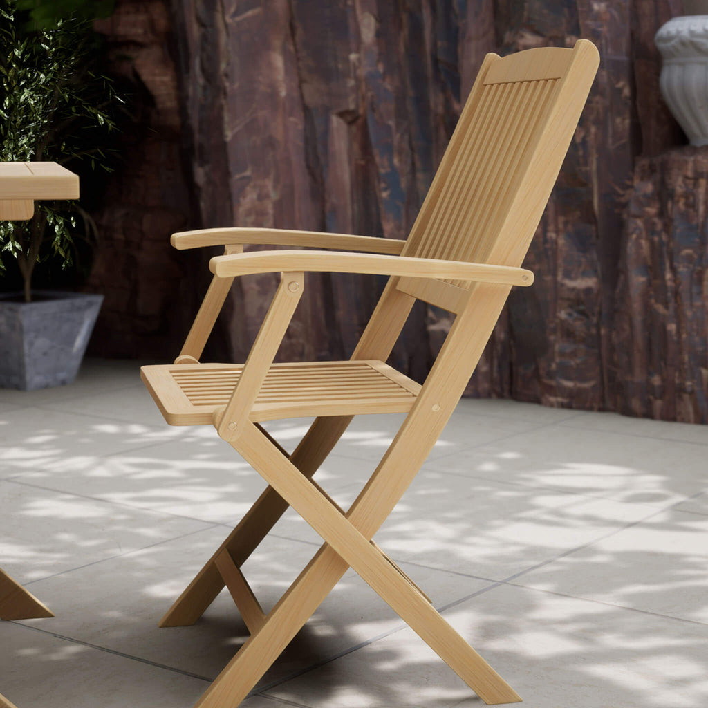 London Outdoor 2 Seater Square Folding Bistro Table and Chairs - Natural