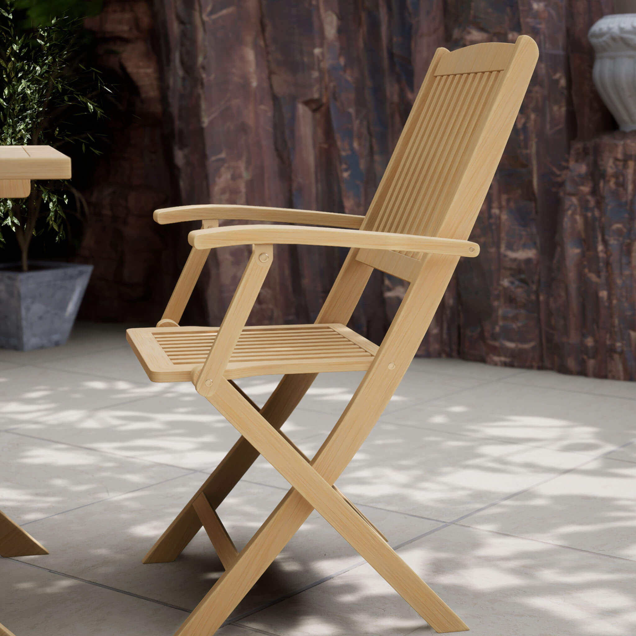 London Outdoor 2 Seater Square Folding Bistro Table and Chairs - Natural