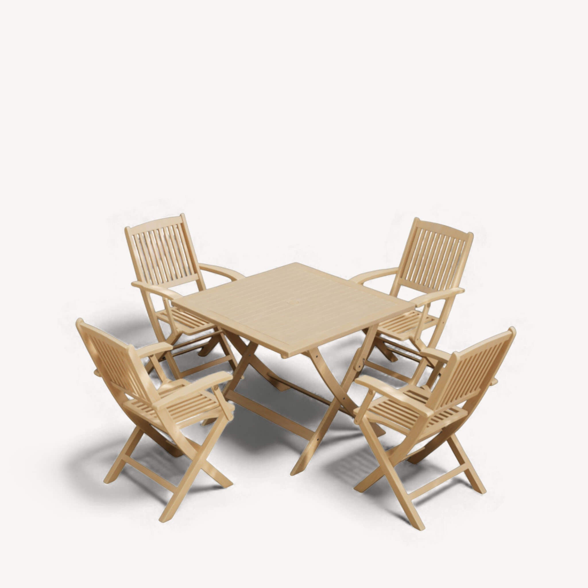 London Outdoor 4 Seater Square Folding Bistro Table and Chairs - Natural