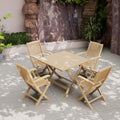 London Outdoor 4 Seater Square Folding Bistro Table and Chairs - Natural