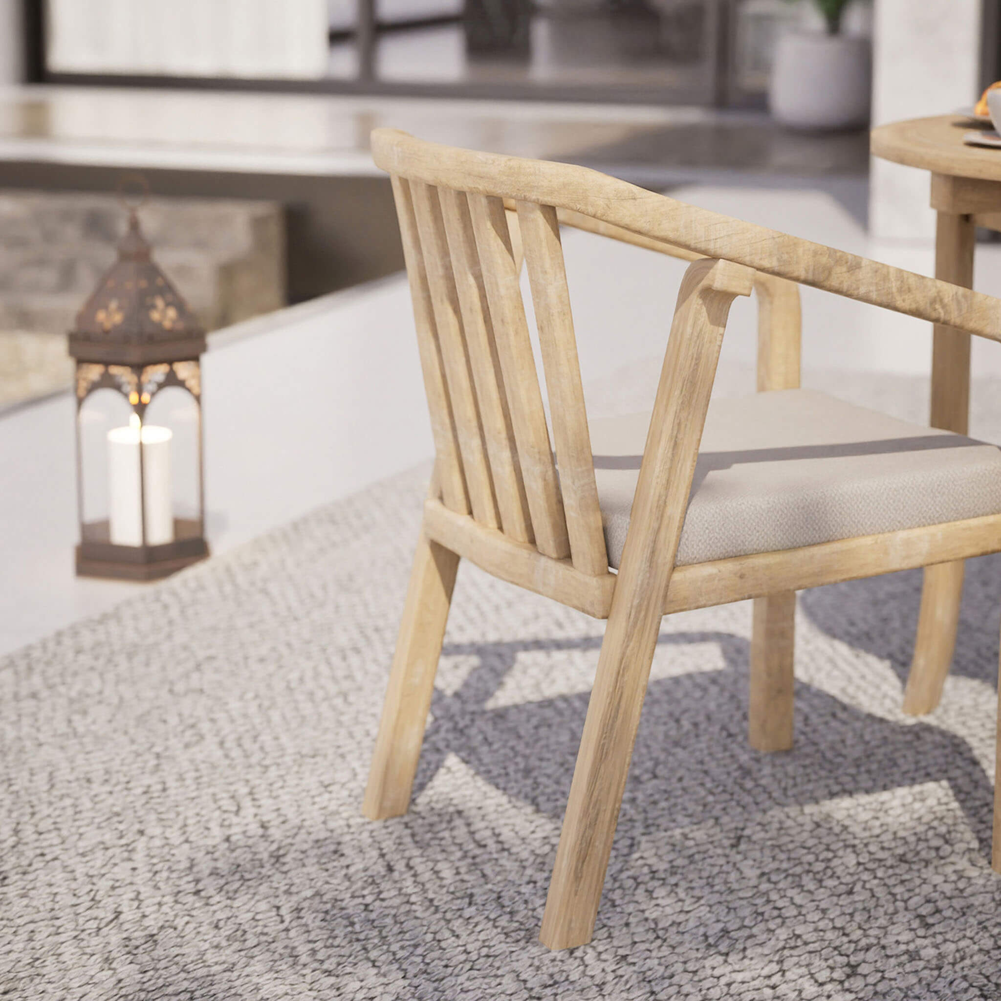 Maris Outdoor 2 Seater Round Bistro Dining Table and Chairs - Natural