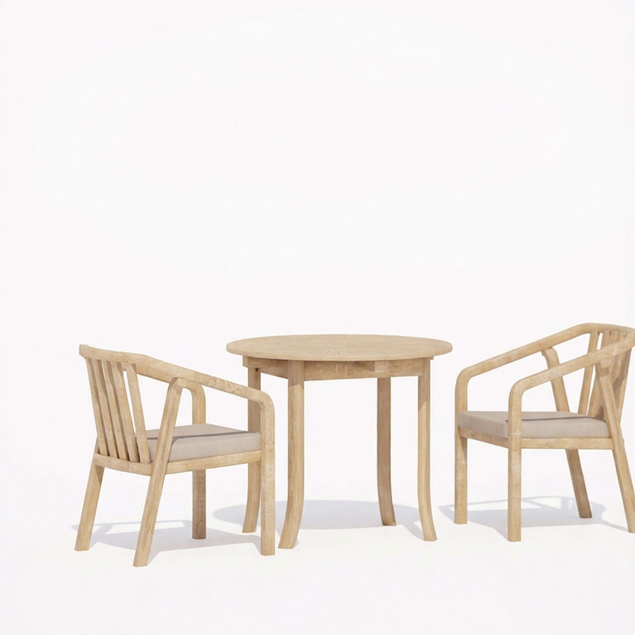 Maris Outdoor 2 Seater Round Bistro Dining Table and Chairs - Natural