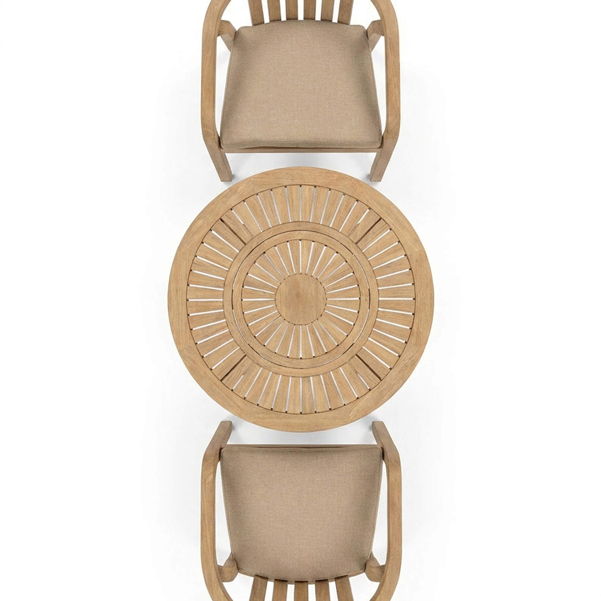 Maris Outdoor 2 Seater Round Bistro Dining Table and Chairs - Natural