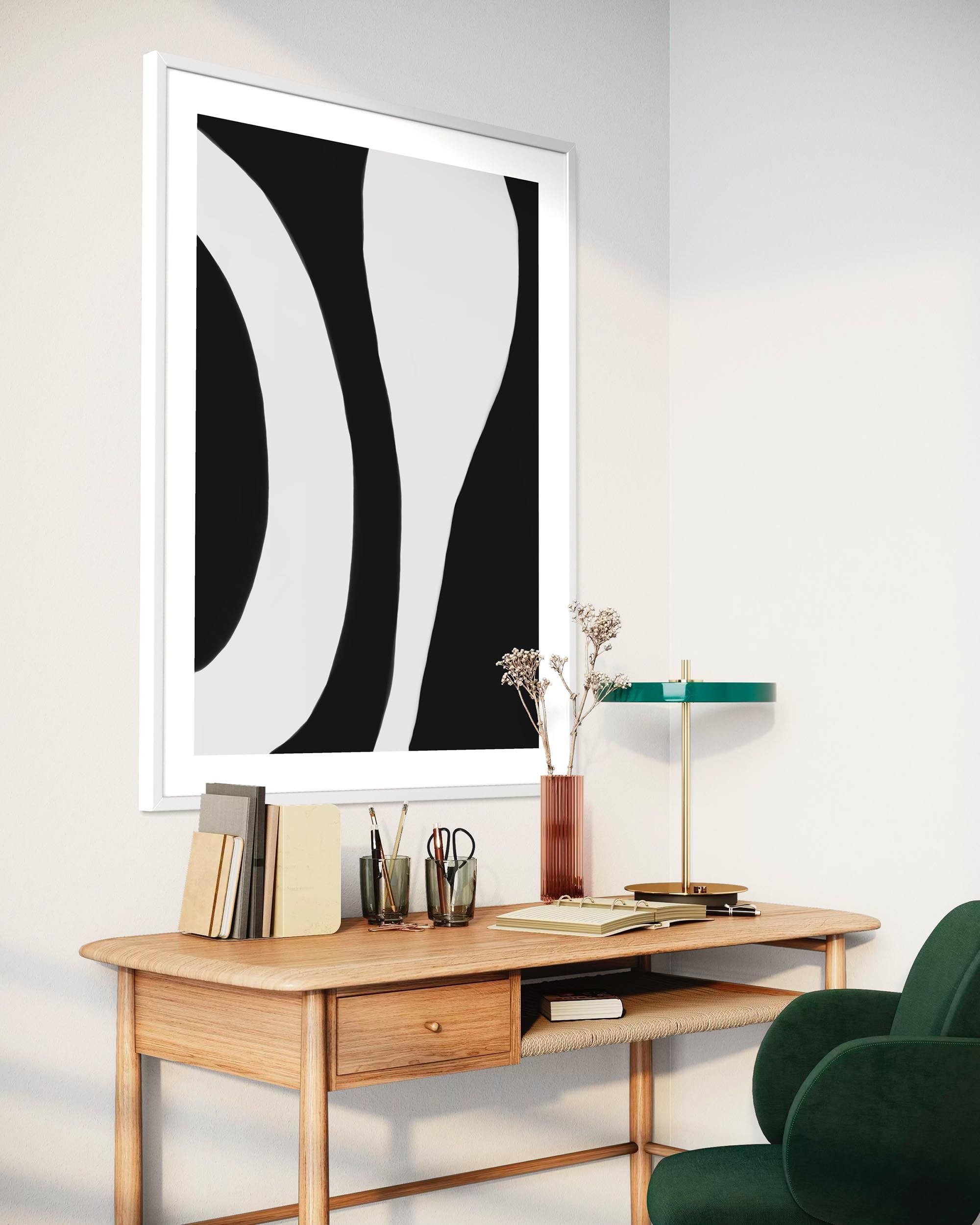Black And White Abstract Lines Art Print