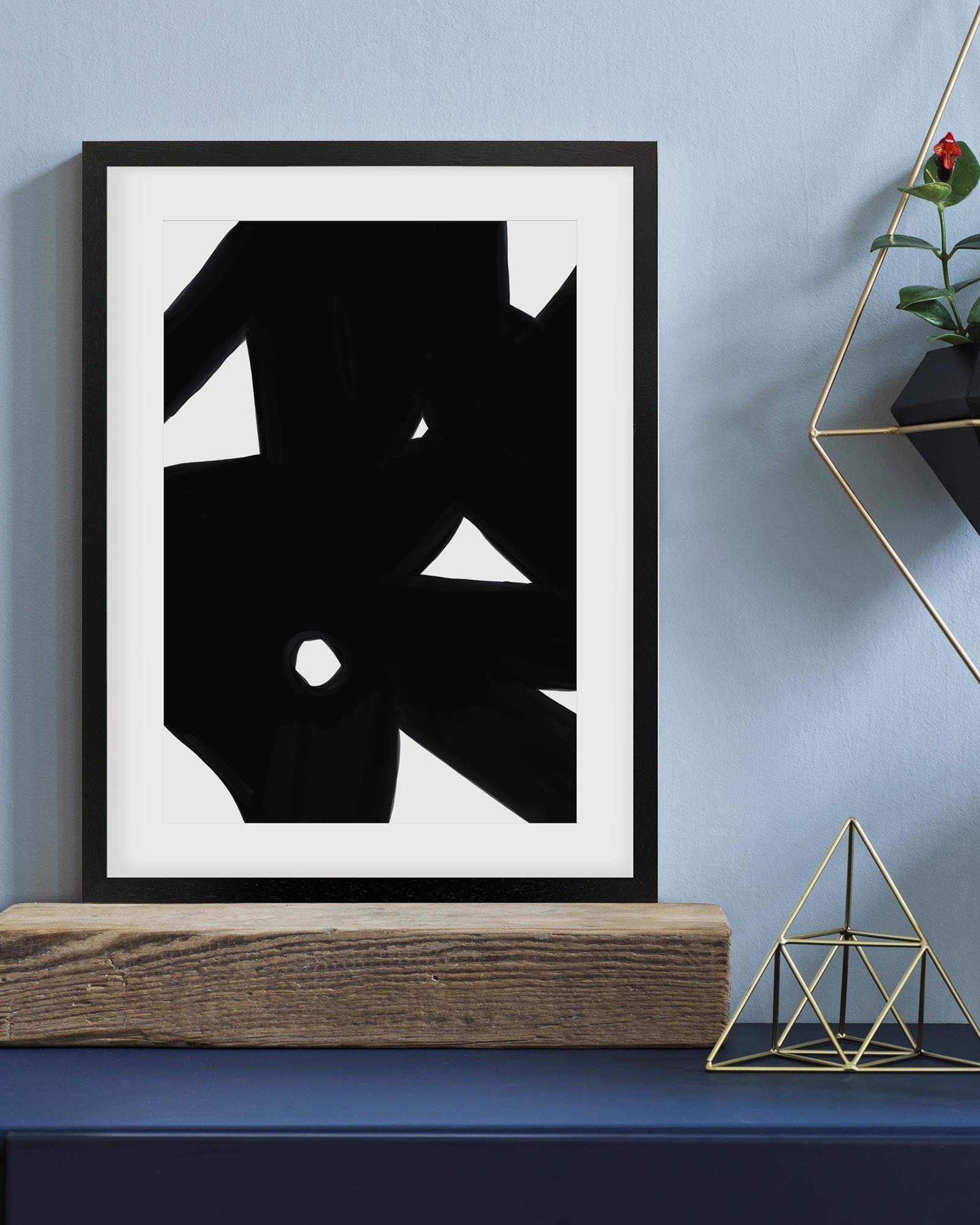 Black Abstract Lines Art Print