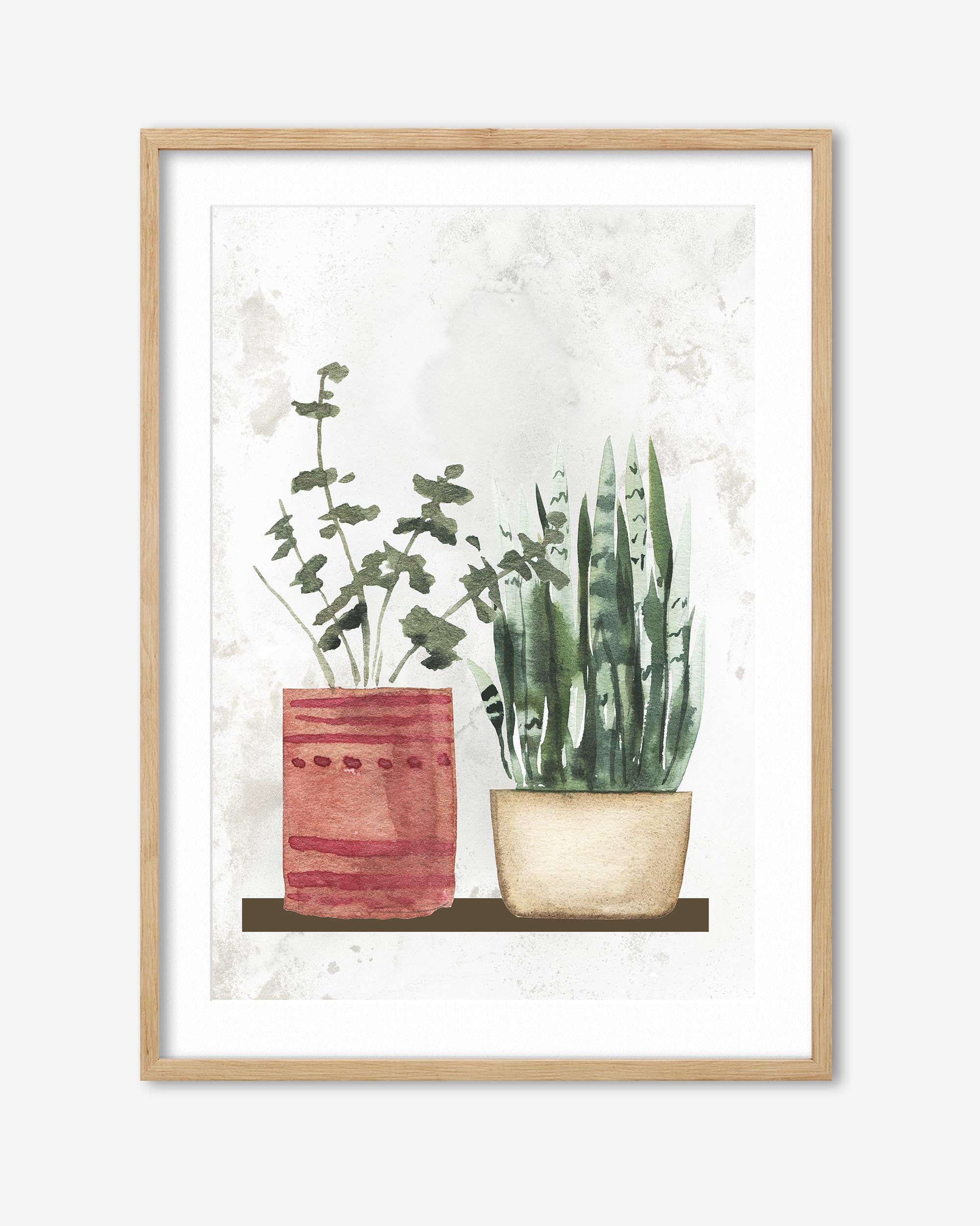 Watercolour Pair Of Potted Plants Art Print