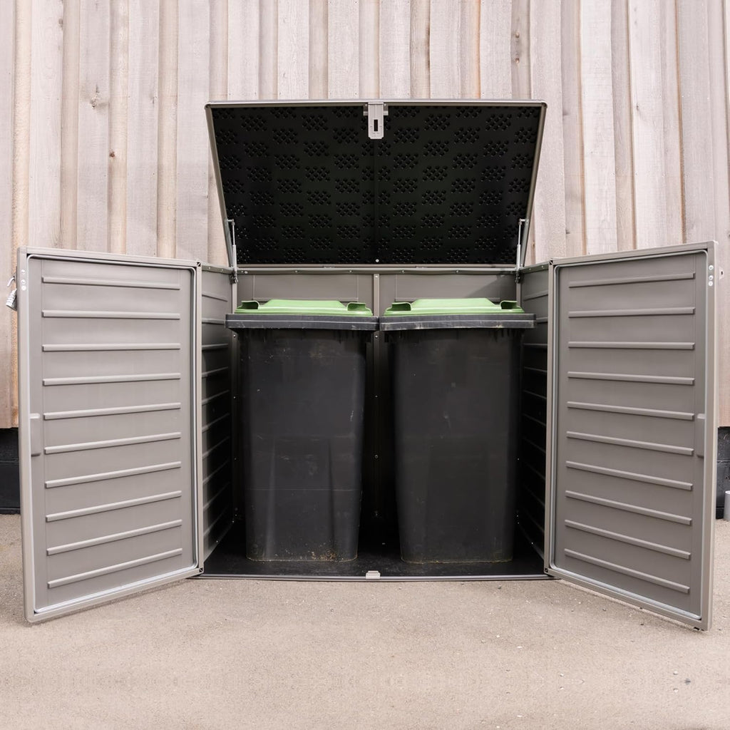 MASSIVE Capacity 1170 Outdoor Garden Storage Box Plastic Shed Garbage - Weatherproof with Wood Effect (1170 Litre)