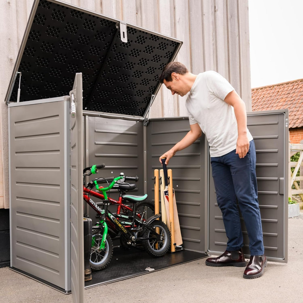 MASSIVE Capacity 1170 Outdoor Garden Storage Box Plastic Shed Garbage - Weatherproof with Wood Effect (1170 Litre)
