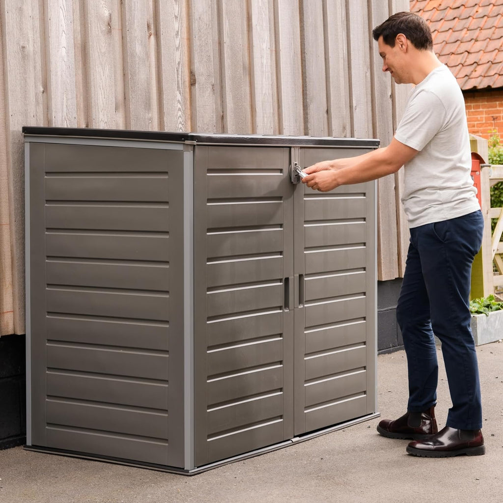 MASSIVE Capacity 1170 Outdoor Garden Storage Box Plastic Shed Garbage - Weatherproof with Wood Effect (1170 Litre)