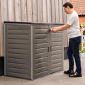 MASSIVE Capacity 1170 Outdoor Garden Storage Box Plastic Shed Garbage - Weatherproof with Wood Effect (1170 Litre)