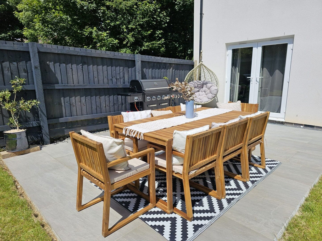 Lennox Table & 8 Lennox Armchairs with Grey Parasol