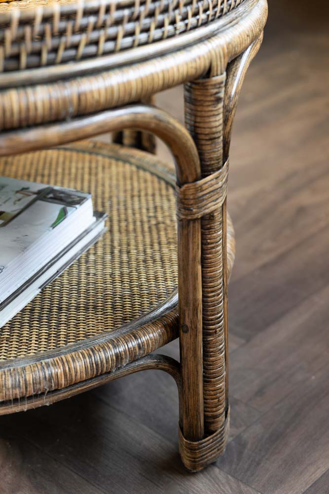 Dark Brown Rattan Coffee Table