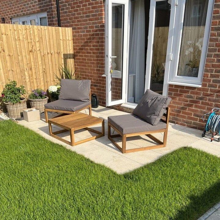 Rowan 2 Garden Armchairs with Coffee Table Set - Grey