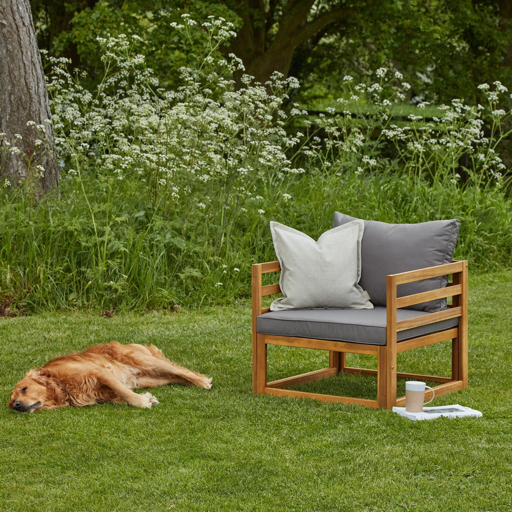Rowan 2 Garden Armchairs with Coffee Table Set - Grey