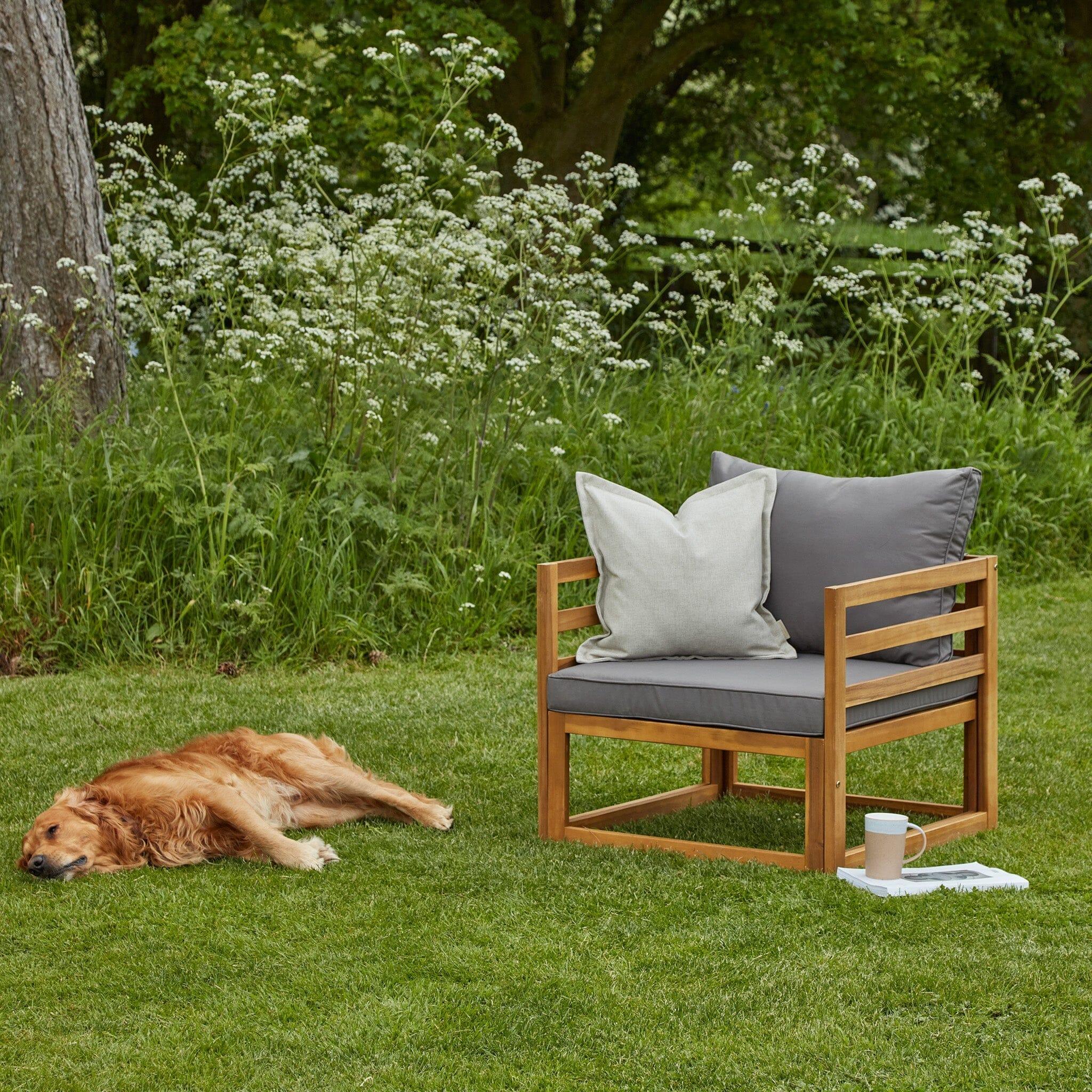 Rowan 2 Garden Armchairs with Coffee Table Set - Grey