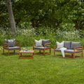 Rowan Wooden Garden Set with 2 Seater Sofa - 2 Armchairs with Coffee Table - Grey