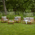 Rowan Wooden Garden Set with 2 Seater Sofa - 2 Armchairs with Coffee Table - Sand