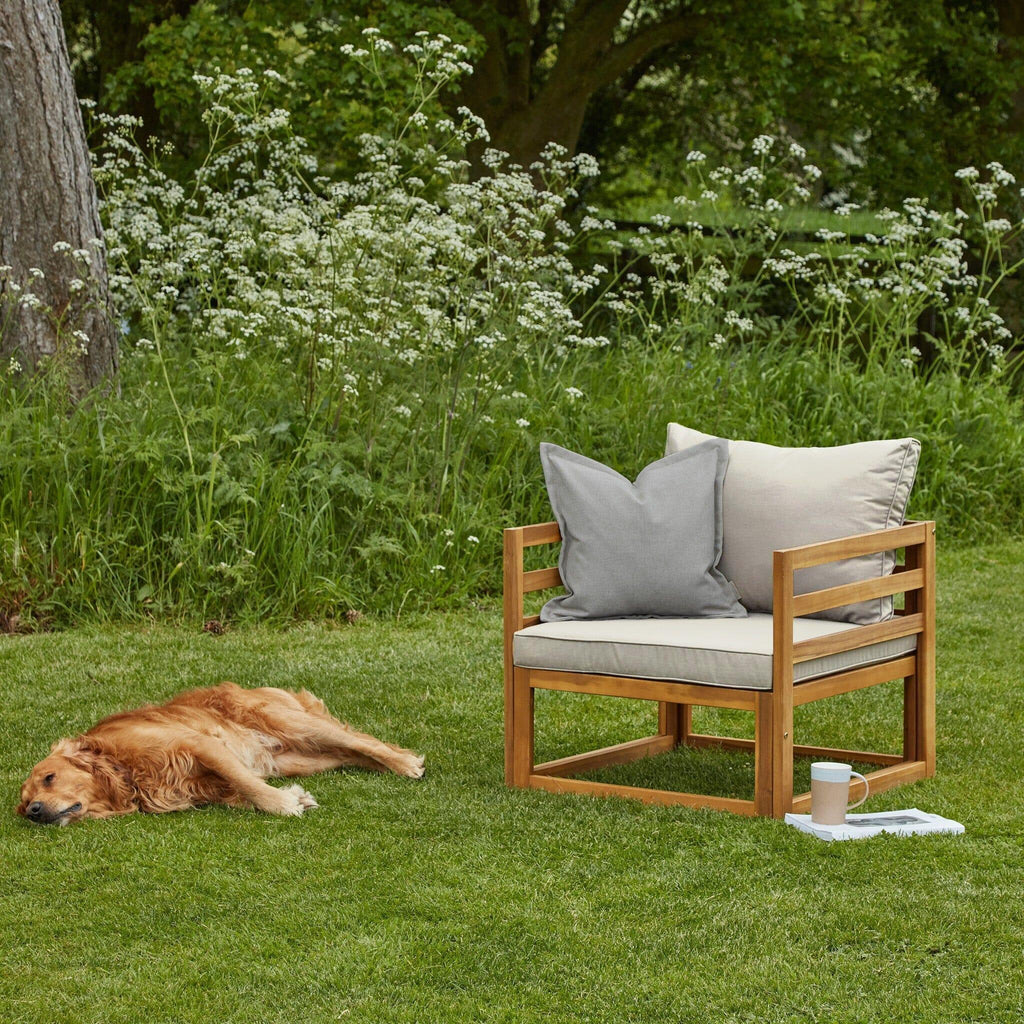 Rowan Wooden Garden Set with 2 Seater Sofa - 2 Armchairs with Coffee Table - Sand
