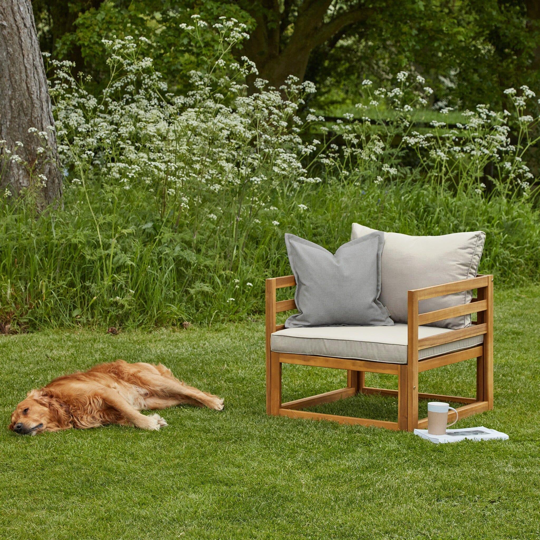 Rowan Wooden Garden Set with 2 Seater Sofa - 2 Armchairs with Coffee Table - Sand